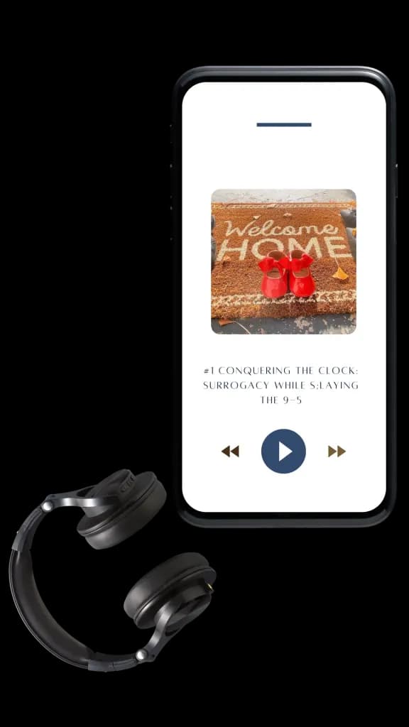 Surrogacy Made Simple podcast playing on a phone